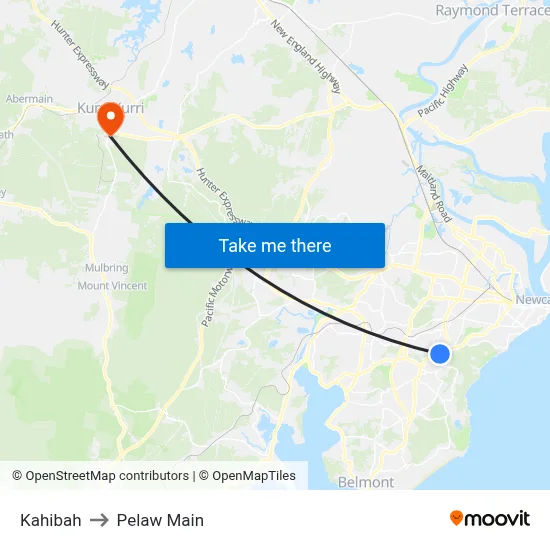 Kahibah to Pelaw Main map