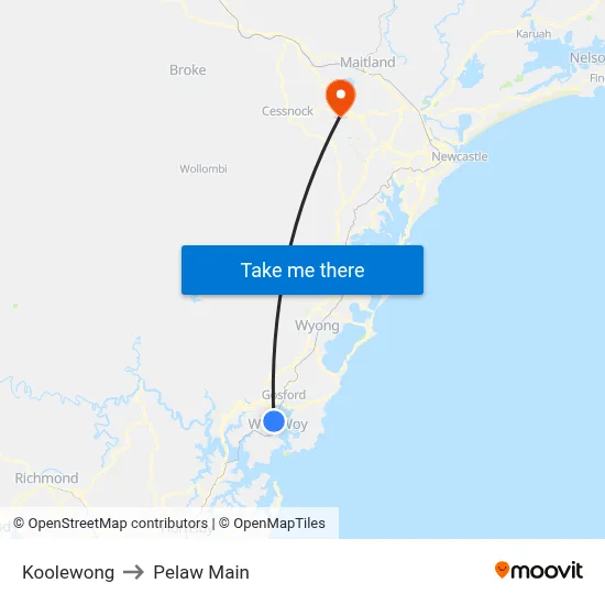 Koolewong to Pelaw Main map