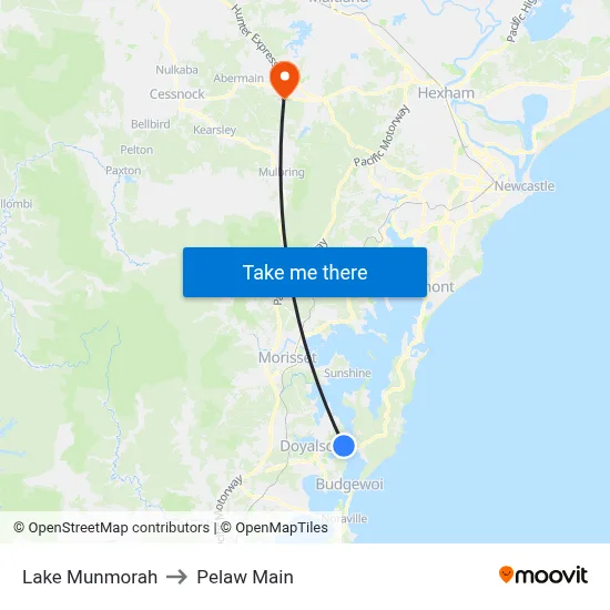 Lake Munmorah to Pelaw Main map