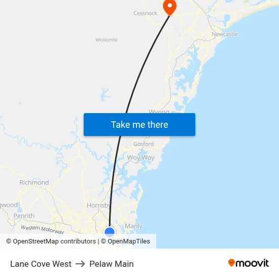 Lane Cove West to Pelaw Main map
