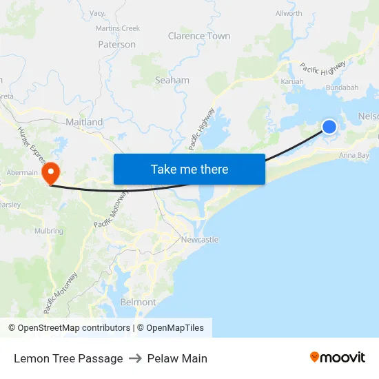 Lemon Tree Passage to Pelaw Main map