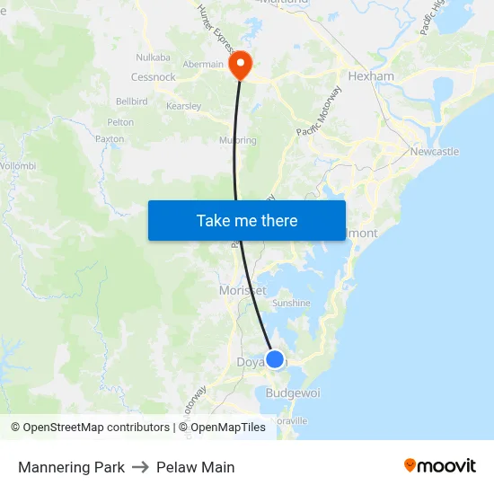 Mannering Park to Pelaw Main map