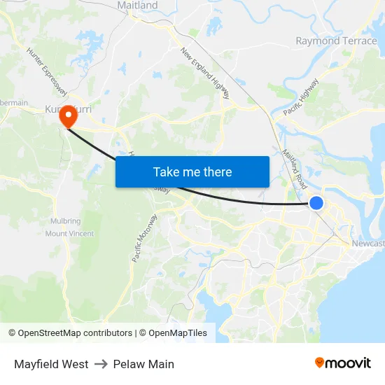 Mayfield West to Pelaw Main map