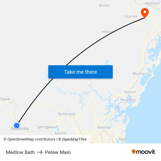 Medlow Bath to Pelaw Main map