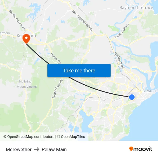 Merewether to Pelaw Main map