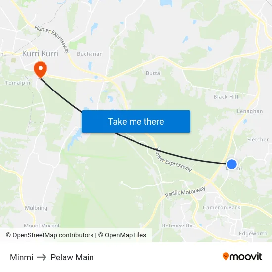 Minmi to Pelaw Main map