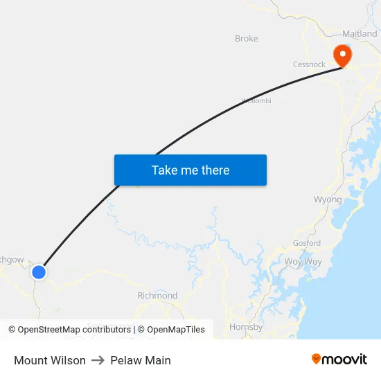 Mount Wilson to Pelaw Main map