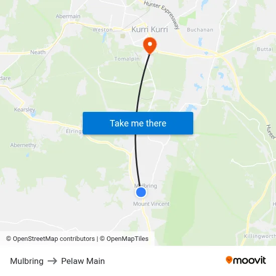 Mulbring to Pelaw Main map