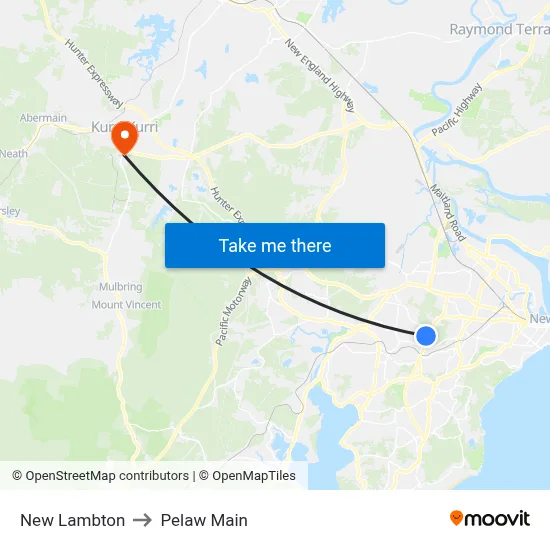 New Lambton to Pelaw Main map