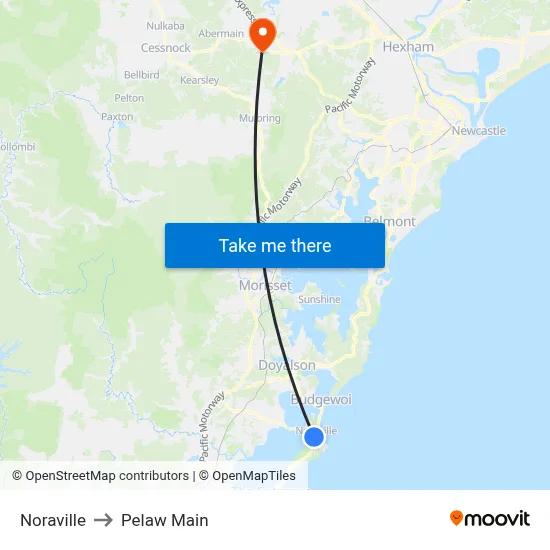 Noraville to Pelaw Main map