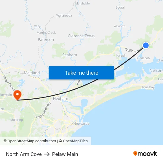 North Arm Cove to Pelaw Main map