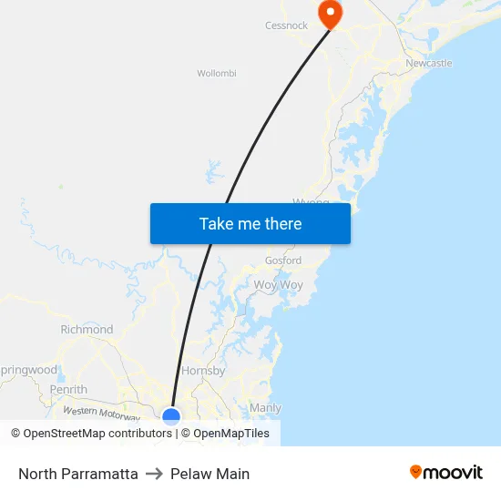 North Parramatta to Pelaw Main map