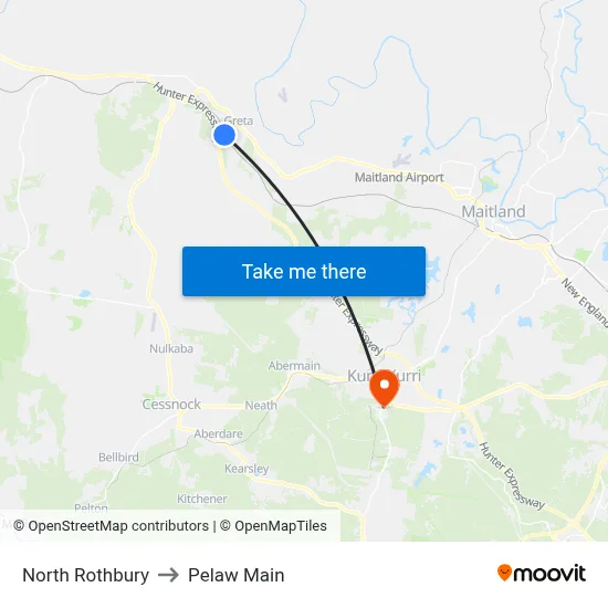 North Rothbury to Pelaw Main map