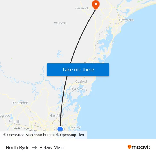 North Ryde to Pelaw Main map