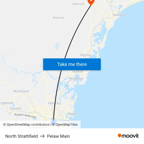 North Strathfield to Pelaw Main map