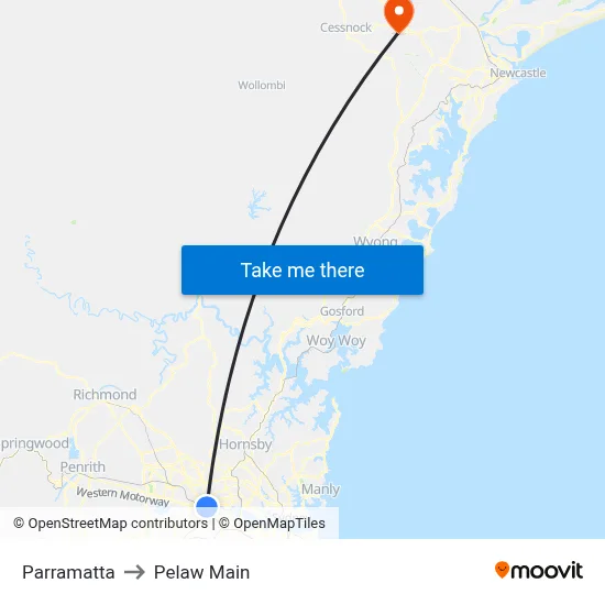 Parramatta to Pelaw Main map