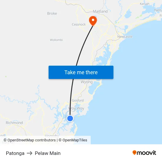Patonga to Pelaw Main map
