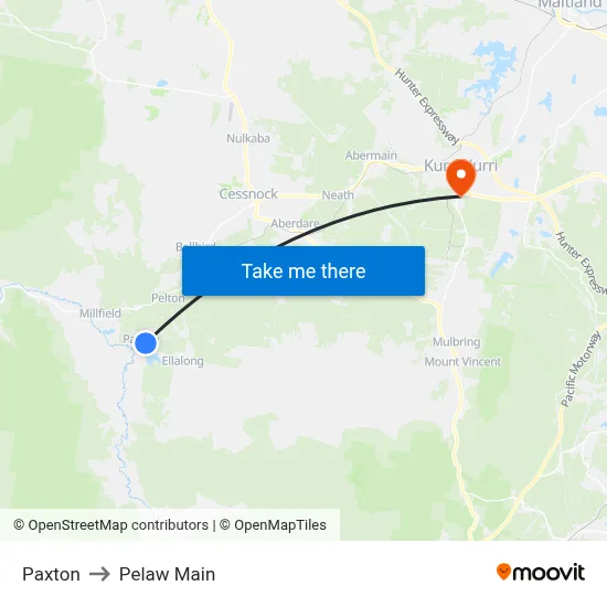 Paxton to Pelaw Main map