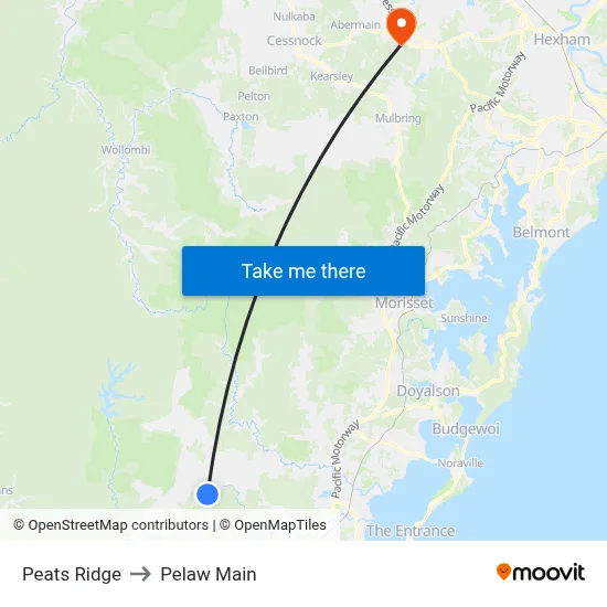 Peats Ridge to Pelaw Main map