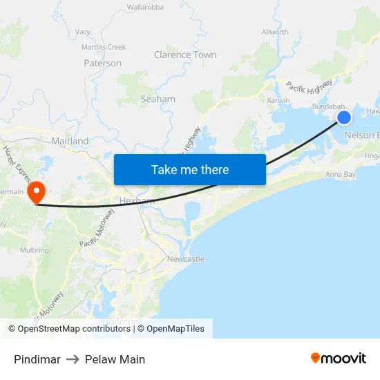 Pindimar to Pelaw Main map