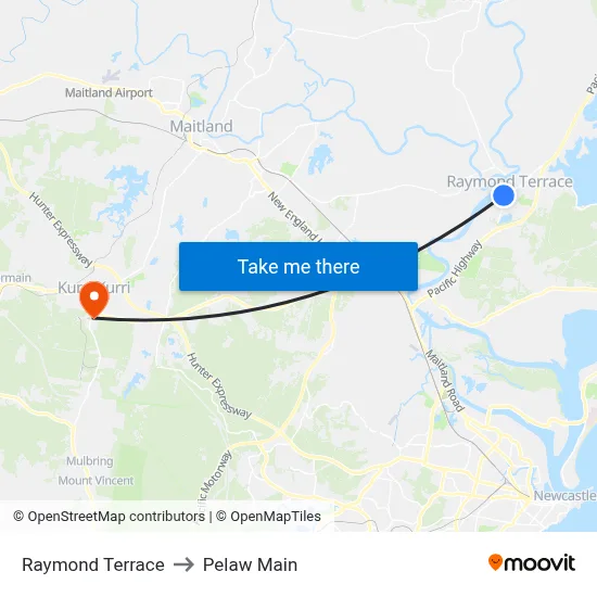 Raymond Terrace to Pelaw Main map