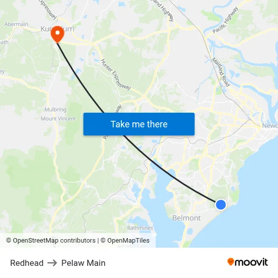 Redhead to Pelaw Main map