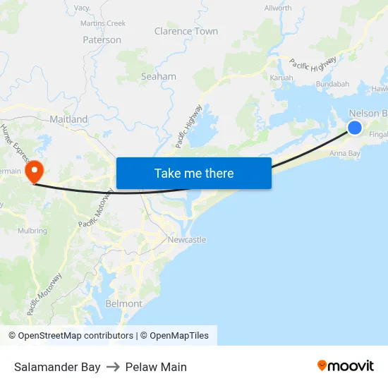 Salamander Bay to Pelaw Main map
