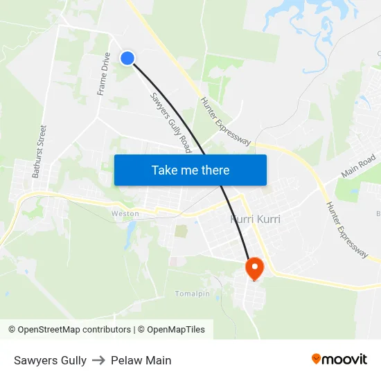Sawyers Gully to Pelaw Main map