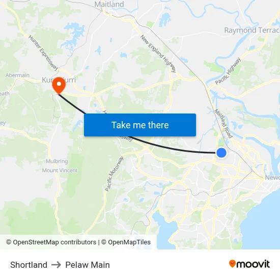 Shortland to Pelaw Main map
