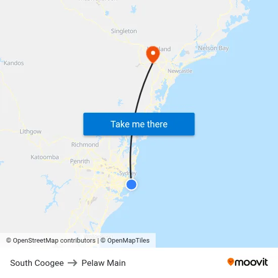 South Coogee to Pelaw Main map