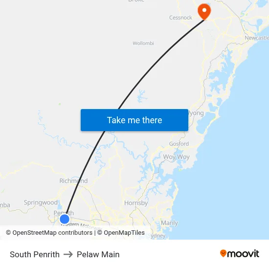 South Penrith to Pelaw Main map
