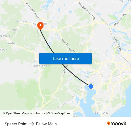 Speers Point to Pelaw Main map