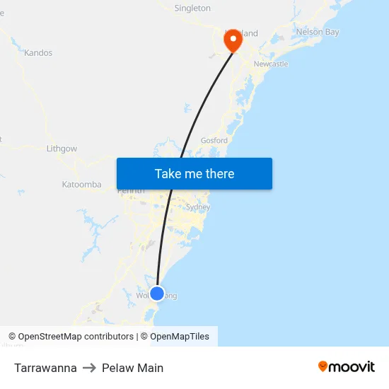 Tarrawanna to Pelaw Main map