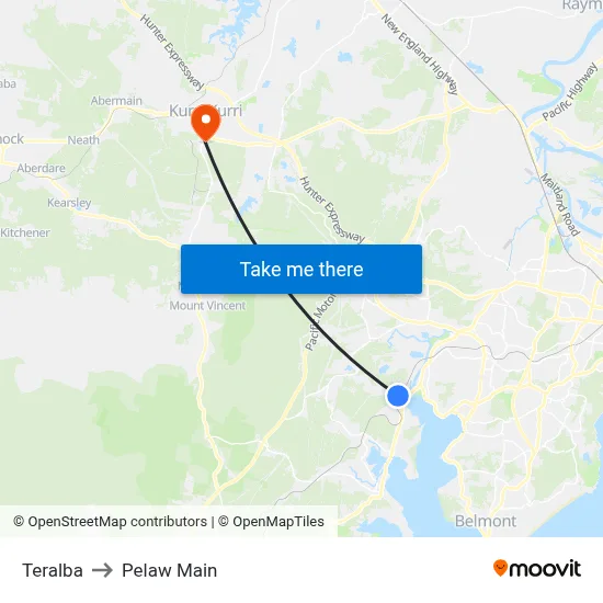 Teralba to Pelaw Main map