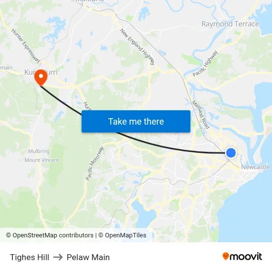 Tighes Hill to Pelaw Main map