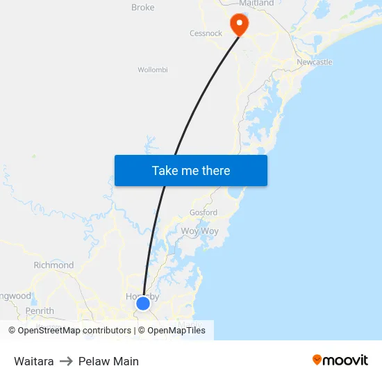 Waitara to Pelaw Main map