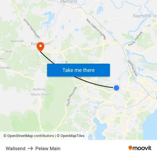Wallsend to Pelaw Main map