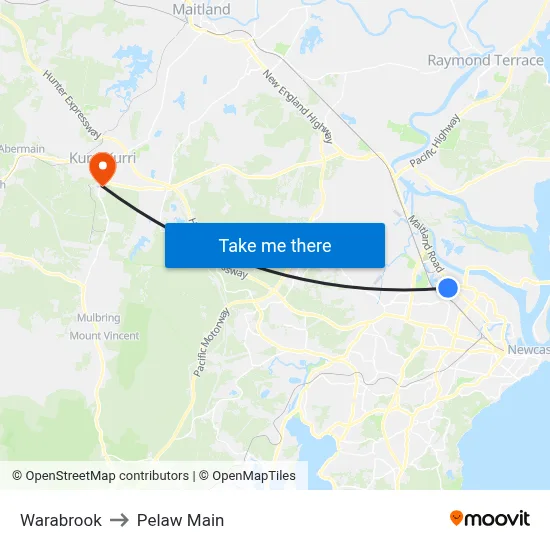 Warabrook to Pelaw Main map