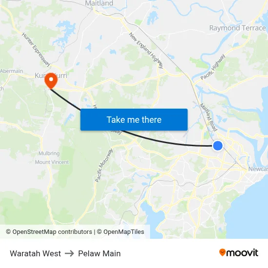 Waratah West to Pelaw Main map