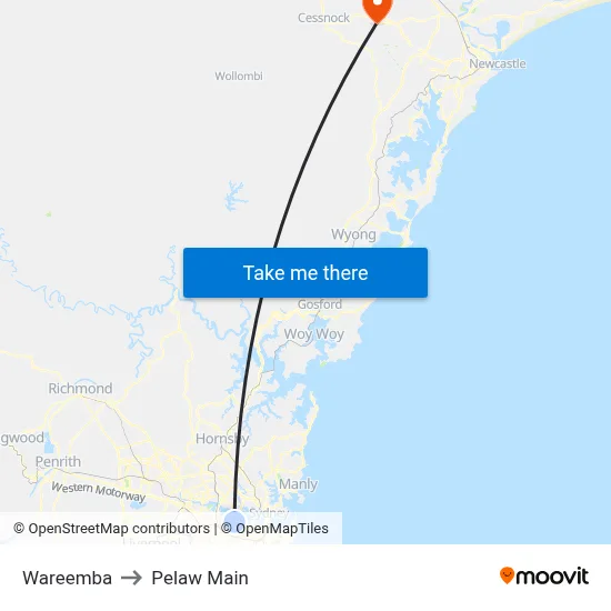 Wareemba to Pelaw Main map
