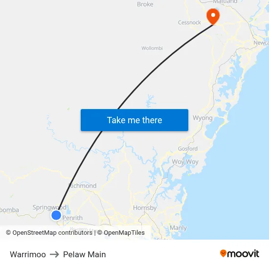 Warrimoo to Pelaw Main map