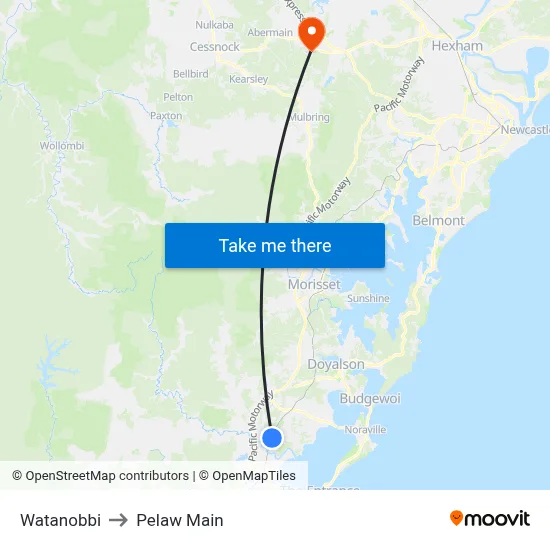 Watanobbi to Pelaw Main map