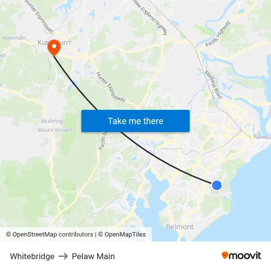 Whitebridge to Pelaw Main map