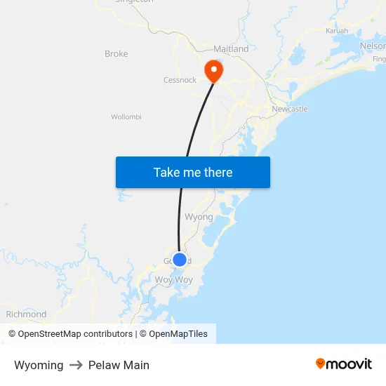 Wyoming to Pelaw Main map