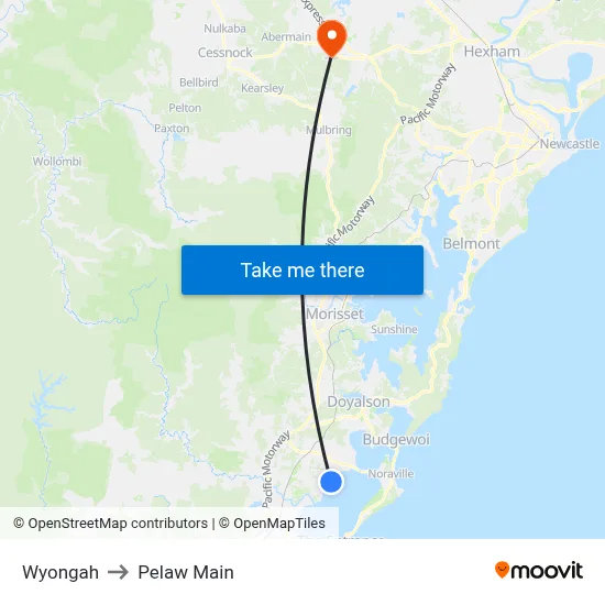 Wyongah to Pelaw Main map