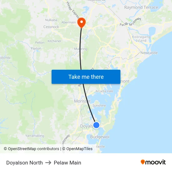 Doyalson North to Pelaw Main map