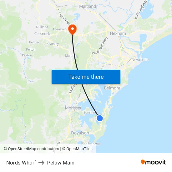 Nords Wharf to Pelaw Main map