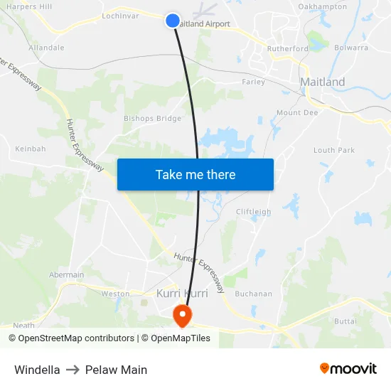 Windella to Pelaw Main map