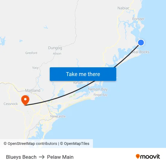 Blueys Beach to Pelaw Main map