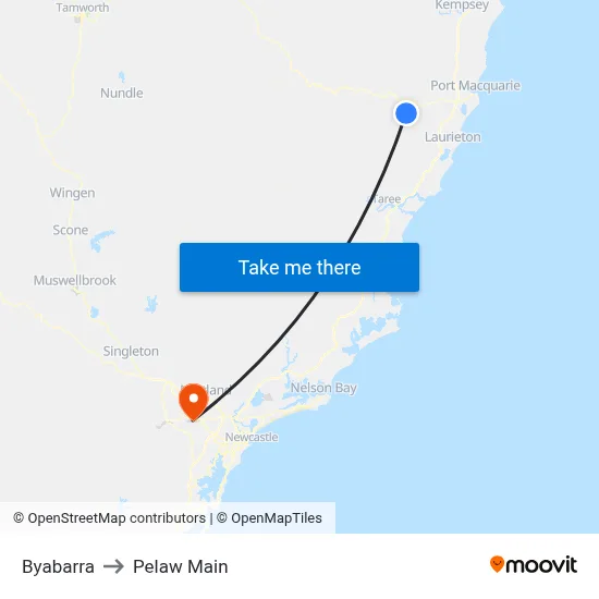 Byabarra to Pelaw Main map